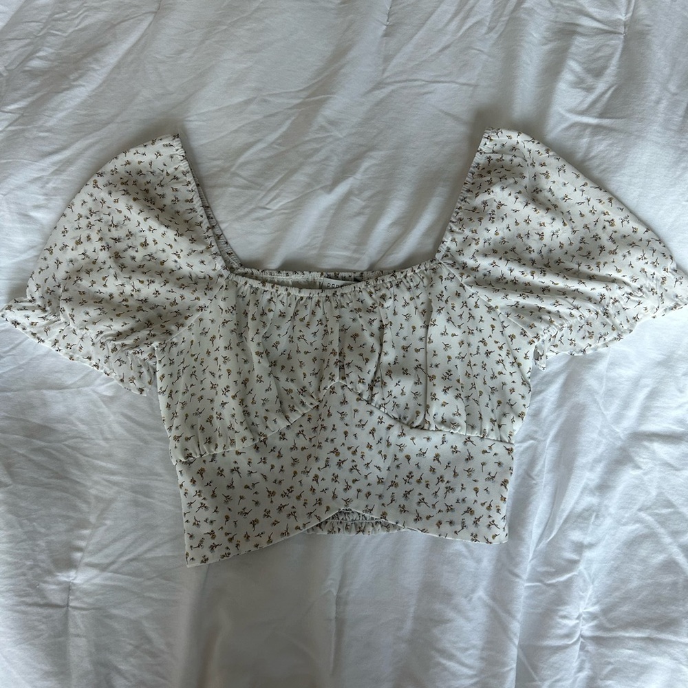 paper crane floral crop top